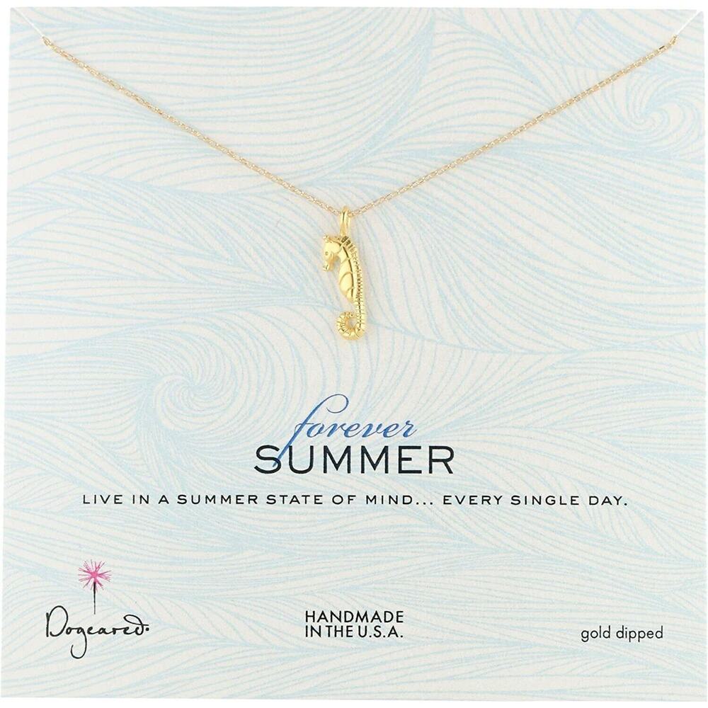 Dogeared Forever Summer Seahorse Gold Dipped Pendant Necklace 18" NEW